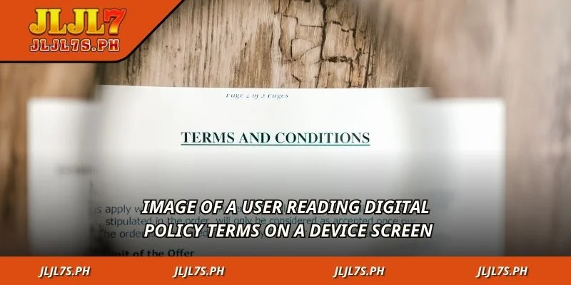 Image of a user reading digital policy terms on a device screen