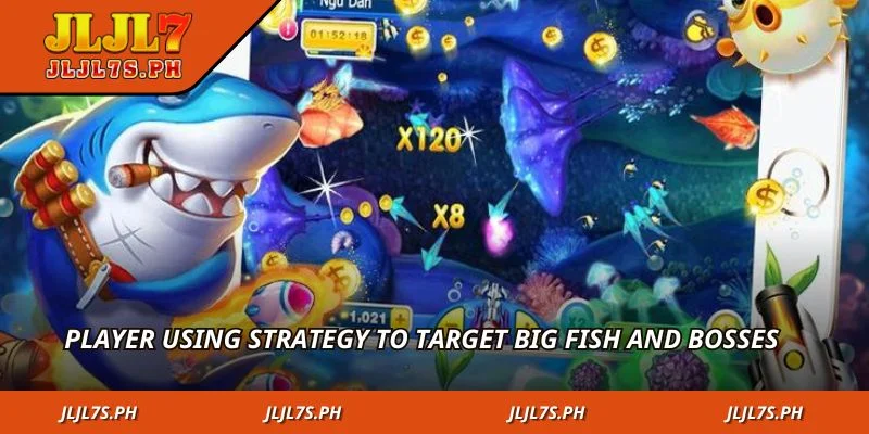 Player using strategy to target big fish and bosses