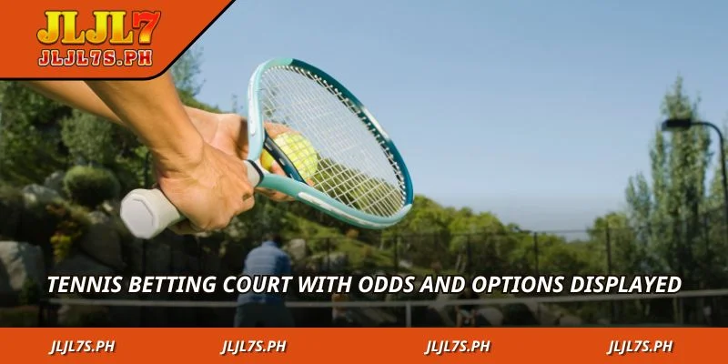 Tennis betting court with odds and options displayed