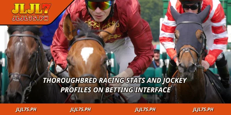Thoroughbred racing stats and jockey profiles on betting interface