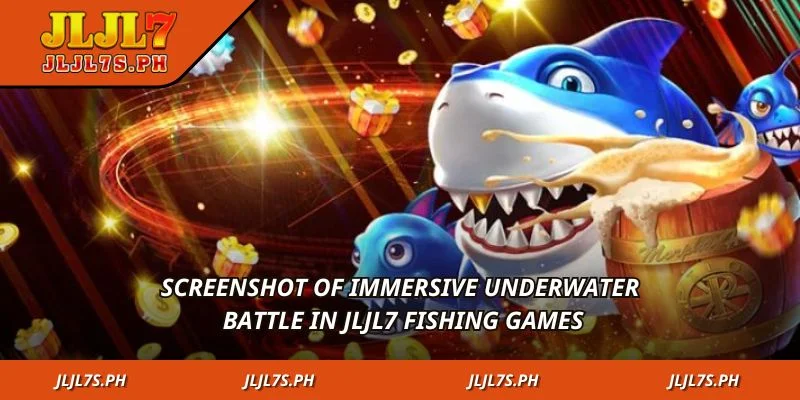 Screenshot of immersive underwater battle in jLjL7 Fishing Games