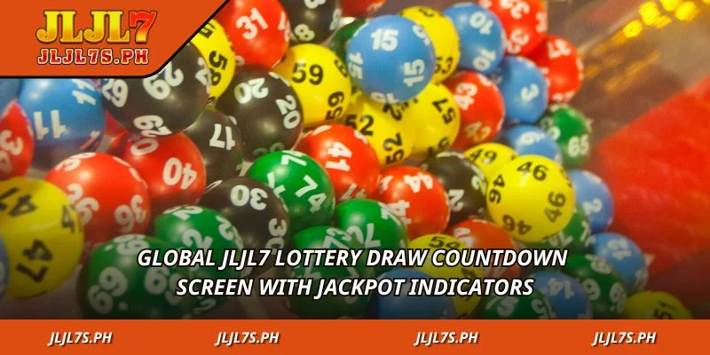 Global jLjL7 Lottery draw countdown screen with jackpot indicators