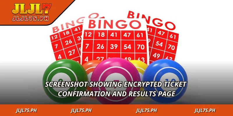 Screenshot showing encrypted ticket confirmation and results page